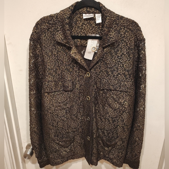 Chico's Jackets & Blazers - Chico's NWT Lustrous Lace Autumn Sheer Stretch Jacket Sz 3(XL) Grandmacore